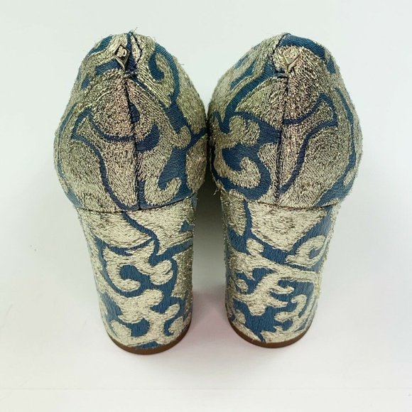 Sam Edelman Stillson Pumps 5.5 Blue Metallic Gold - Picture 5 of 7